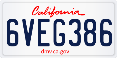 CA license plate 6VEG386