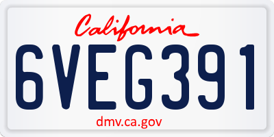 CA license plate 6VEG391