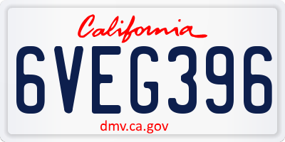CA license plate 6VEG396