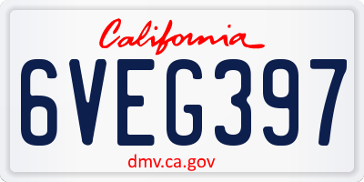 CA license plate 6VEG397