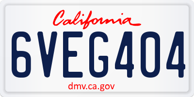 CA license plate 6VEG404