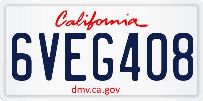 CA license plate 6VEG408