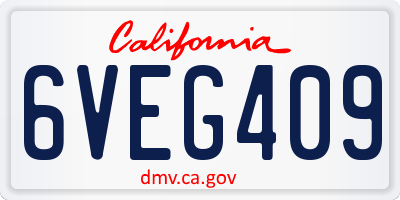 CA license plate 6VEG409