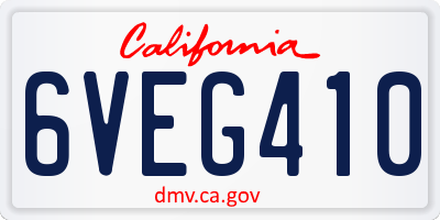 CA license plate 6VEG410