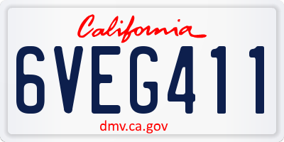 CA license plate 6VEG411