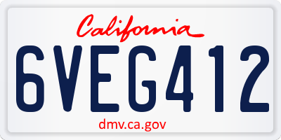 CA license plate 6VEG412
