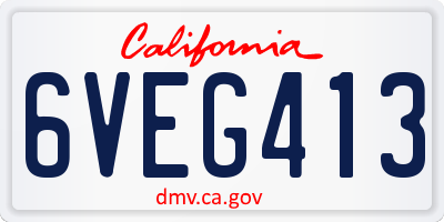 CA license plate 6VEG413