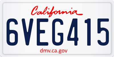 CA license plate 6VEG415