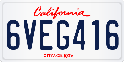 CA license plate 6VEG416