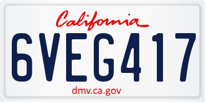 CA license plate 6VEG417