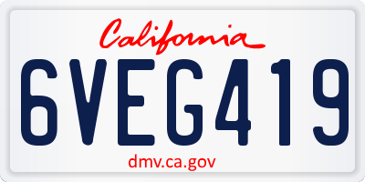 CA license plate 6VEG419