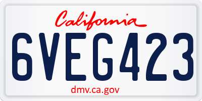 CA license plate 6VEG423
