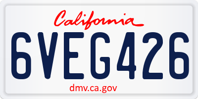 CA license plate 6VEG426