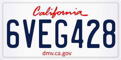 CA license plate 6VEG428