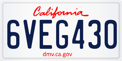 CA license plate 6VEG430