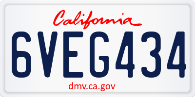 CA license plate 6VEG434