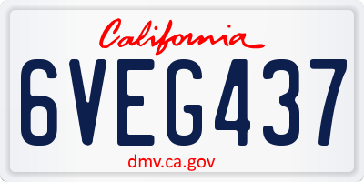 CA license plate 6VEG437