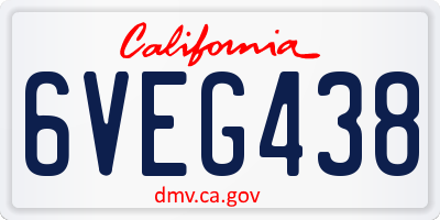CA license plate 6VEG438