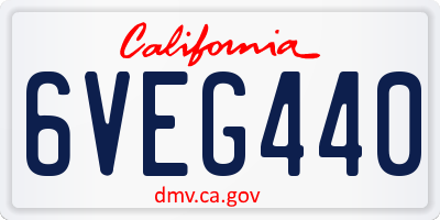 CA license plate 6VEG440