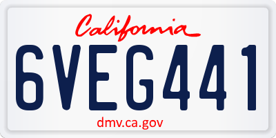CA license plate 6VEG441