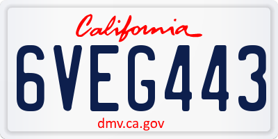 CA license plate 6VEG443