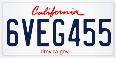 CA license plate 6VEG455