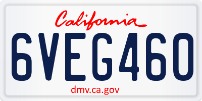 CA license plate 6VEG460
