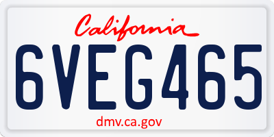 CA license plate 6VEG465