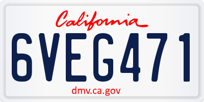 CA license plate 6VEG471