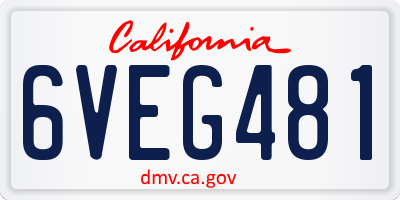 CA license plate 6VEG481