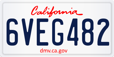 CA license plate 6VEG482