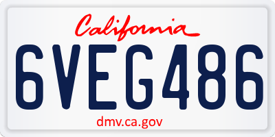 CA license plate 6VEG486