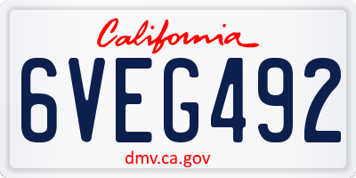 CA license plate 6VEG492