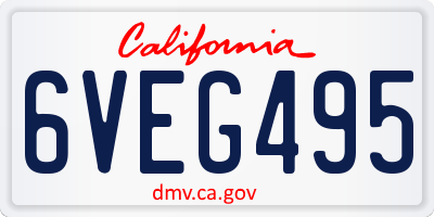 CA license plate 6VEG495