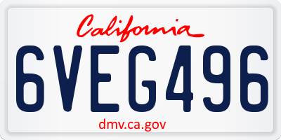 CA license plate 6VEG496