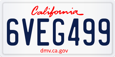 CA license plate 6VEG499