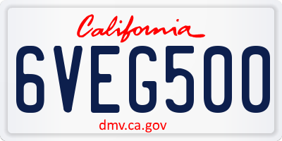 CA license plate 6VEG500