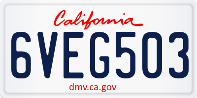 CA license plate 6VEG503