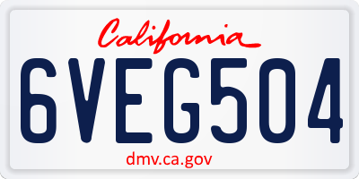 CA license plate 6VEG504