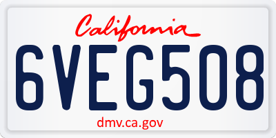 CA license plate 6VEG508