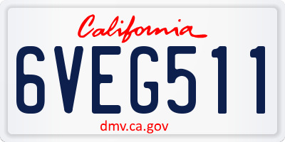 CA license plate 6VEG511