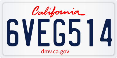 CA license plate 6VEG514