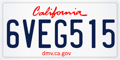 CA license plate 6VEG515