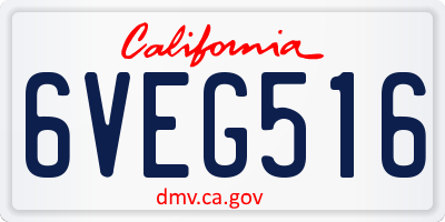 CA license plate 6VEG516