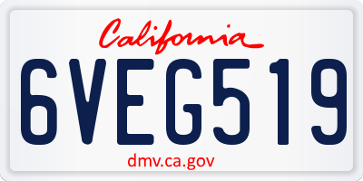 CA license plate 6VEG519