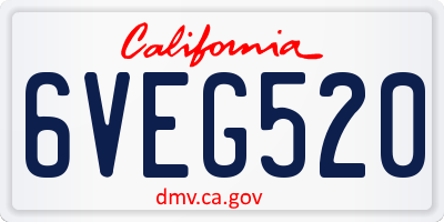 CA license plate 6VEG520