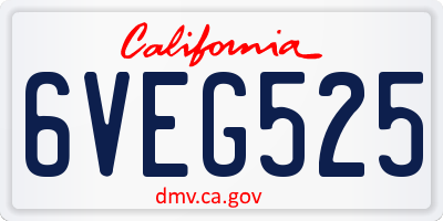 CA license plate 6VEG525
