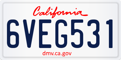 CA license plate 6VEG531