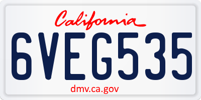 CA license plate 6VEG535