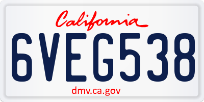 CA license plate 6VEG538